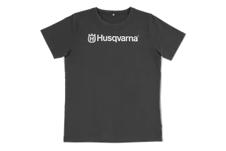 Vooraanzicht van een t-shirt met Husqvarna-branding.