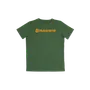 Vooraanzicht van een groen T-shirt met Husqvarna-branding.