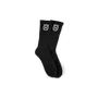 Ein Paar schwarze Socken mit Husqvarna-Logo.