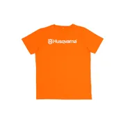 Vooraanzicht van een oranje T-shirt met Husqvarna-branding.