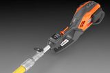 Side view of a construction tool with ergonomic handle and digital display.