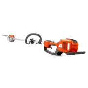 Side view of a Husqvarna battery-powered pole saw with ergonomic handle.