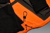 Close-up view of the interior of a work jacket showing the drawstring and stitching details.