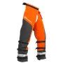 Side view of Husqvarna chainsaw protective trousers with adjustable straps.