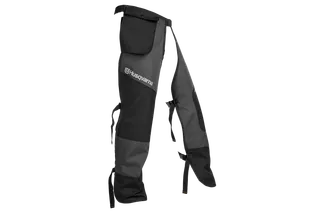 Front view of Husqvarna chainsaw protective trousers.