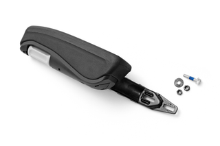 Draufsicht auf einen Husqvarna-Motorsägegriff mit Schrauben und Unterlegscheiben.