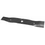 Top view of a lawn mower blade with a star-shaped central hole.