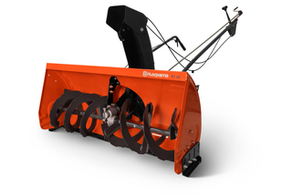 Front view of a Husqvarna snow blower attachment with auger blades.