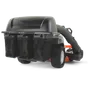 Rear view of a lawn mower with a super capacity grass collection system.