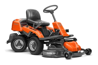 Side view of a Husqvarna ride-on mower with a Combi 94 cutting deck.