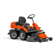 Front view of a Husqvarna commercial front mower with cutting deck.