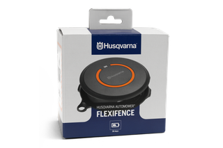 Front view of a Husqvarna Automower FlexiFence packaging box.