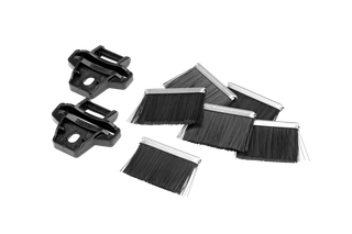 Top view of two Husqvarna brush cutter heads and six replacement brush sets.