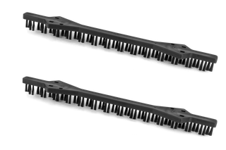 Two long brushes with bristles, arranged parallel to each other.
