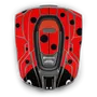 Top view of a Husqvarna Automower with a ladybug design on its cover.