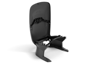 Front view of a Husqvarna lawn mower seat with visible internal structure.