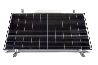 Front view of a solar panel mounted on a frame.