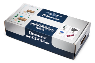 Husqvarna Automower installation kit in packaging, labeled 'Small'.