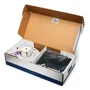 Open box containing various components for a product assembly.