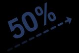 Декоративний елемент, що показує збільшення на 50% зі стрілкою вгору.