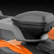 Close-up view of a robotic lawn mower's navigation system.