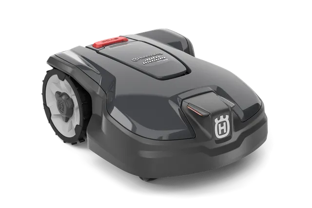 Husqvarna Automower® 315 Mark II. Zijaanzicht van een Husqvarna robotmaaier.