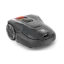 Front view of a Husqvarna robotic lawn mower.