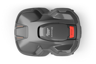 Top view of a Husqvarna robotic lawn mower.