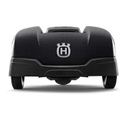 Vista frontal de un robot cortacésped Husqvarna.