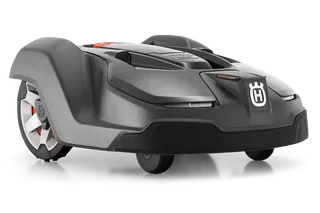 Side view of a Husqvarna robotic lawn mower.
