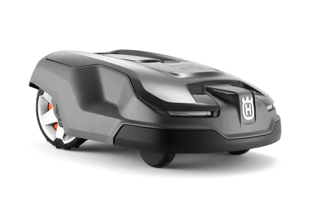 Вид роботизованої газонокосарки Husqvarna збоку.
