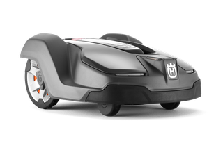 Side view of a Husqvarna robotic lawn mower.