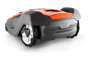 Vue latérale d’un robot tondeuse Husqvarna.