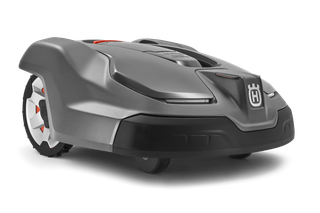 Side view of a Husqvarna robotic lawn mower.