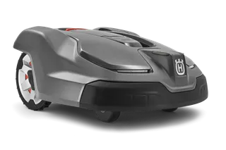 Side view of a Husqvarna robotic lawn mower.