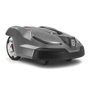 Side view of a Husqvarna robotic lawn mower.