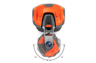 Vue de dessus d’un produit Husqvarna présentant sa poignée réglable.