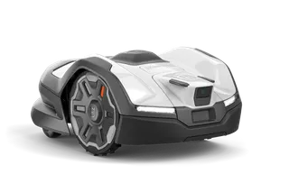 Side view of a robotic lawn mower.
