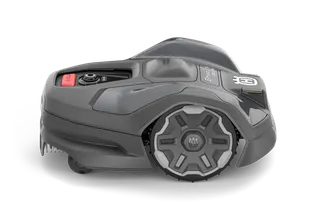 Side view of a Husqvarna robotic lawn mower.