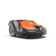 Side view of a Husqvarna robotic lawn mower.