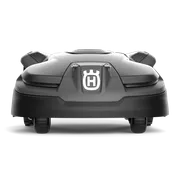 Vista frontal de un robot cortacésped Husqvarna.