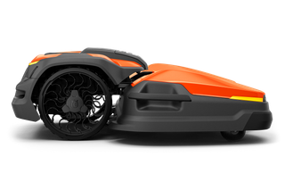 Side view of a robotic lawn mower.