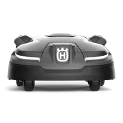 Vista frontal de un robot cortacésped Husqvarna.