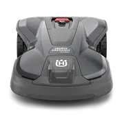 Front view of a Husqvarna Automower 430X NERA, showcasing its sleek design.