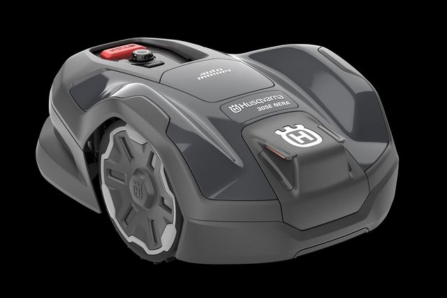 Zijaanzicht van een Husqvarna robotmaaier.