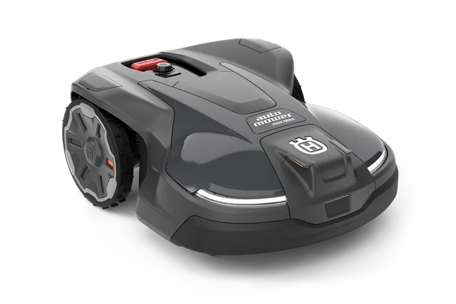 Vorderansicht eines Husqvarna Mähroboters mit seinem schlanken Design.