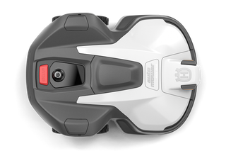 Top view of a robotic lawn mower.