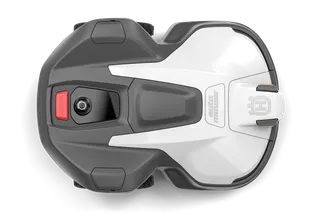 Top view of a robotic lawn mower.