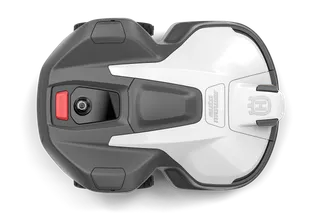 Top view of a robotic lawn mower.