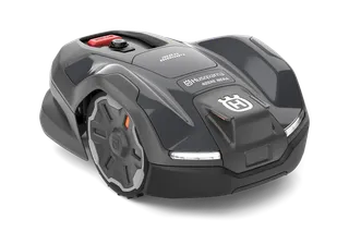 A Husqvarna robotfűnyíró oldalnézete.